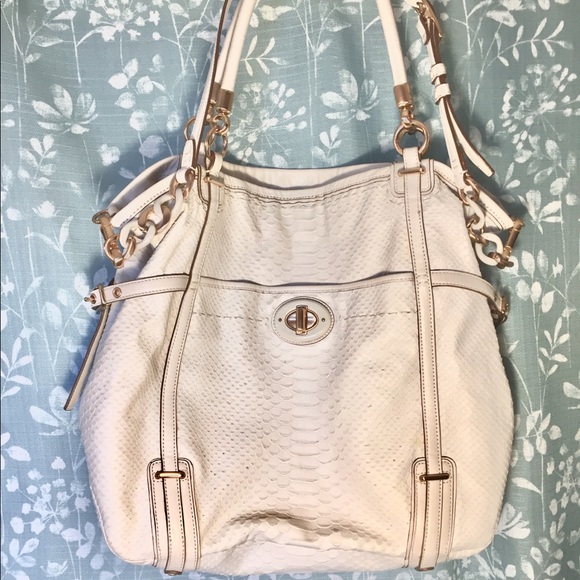 ❇️Auth Coach Audrey python leather embossed bag - Picture 1 of 8